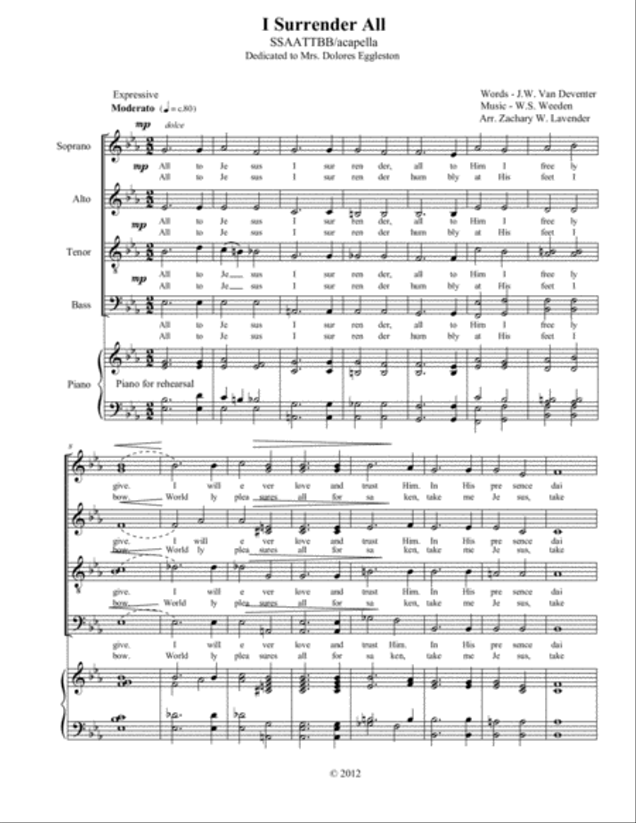 I Surrender All I Surrender All 4-Part scores gallery preview page 1