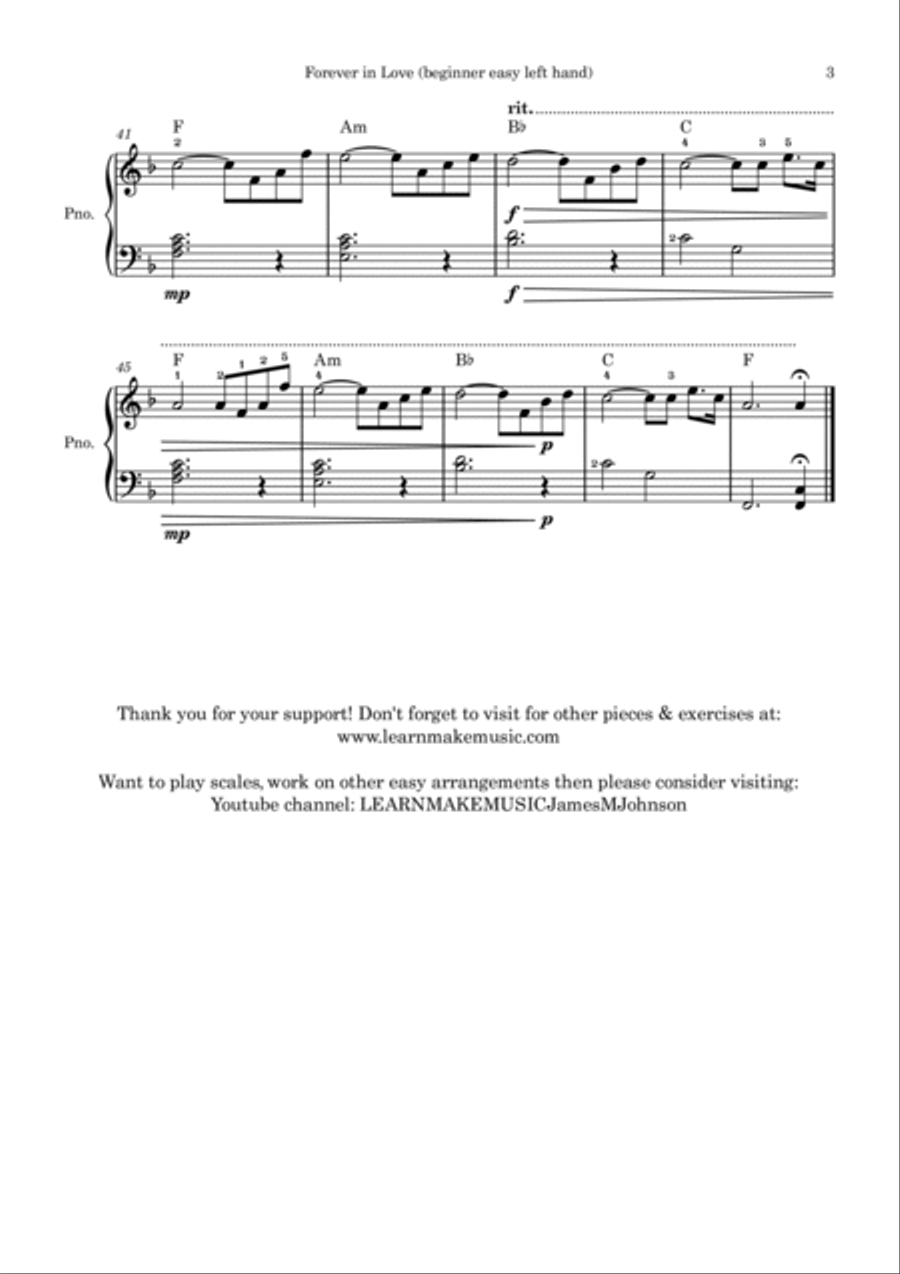 Forever In Love Easy Piano scores gallery preview page 3