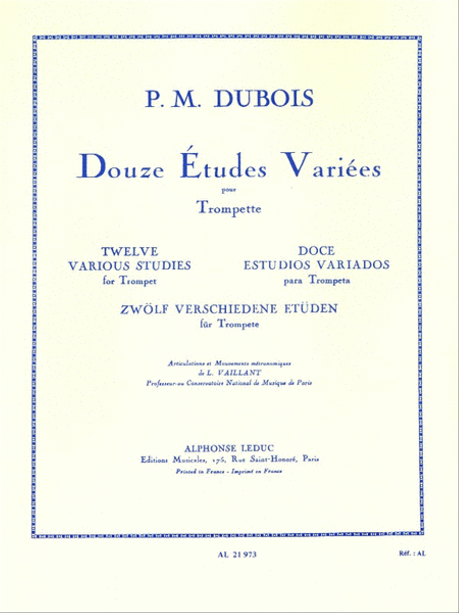 Book cover for 12 Various Studies, For Trumpet