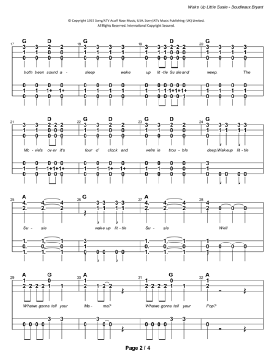 Wake Up Little Susie Dulcimer scores gallery preview page 3