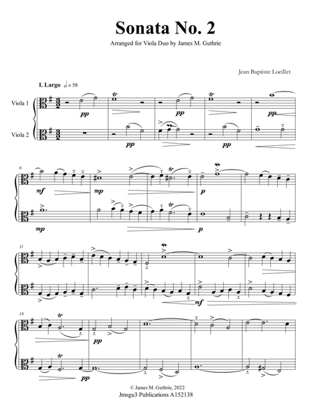 Loeillet: Sonata No. 2 for Viola Duo image number null