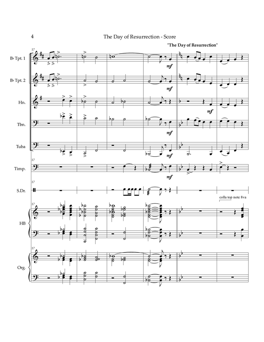 The Day of Resurrection - Easter overture for brass, organ, handbells, percussion Handbell Choir scores gallery preview page 5