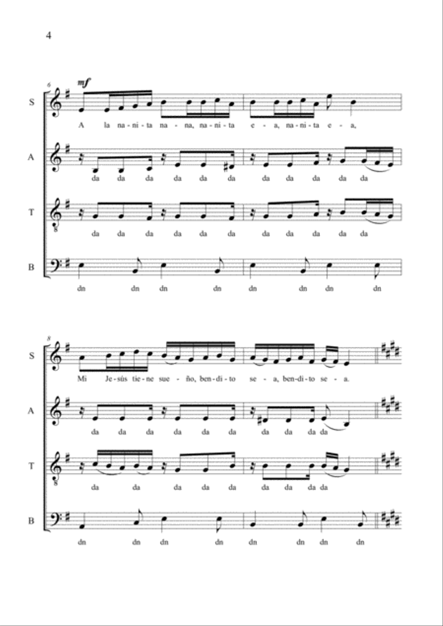 A La Nanita Nana A La Nanita Nana 4-Part scores gallery preview page 4