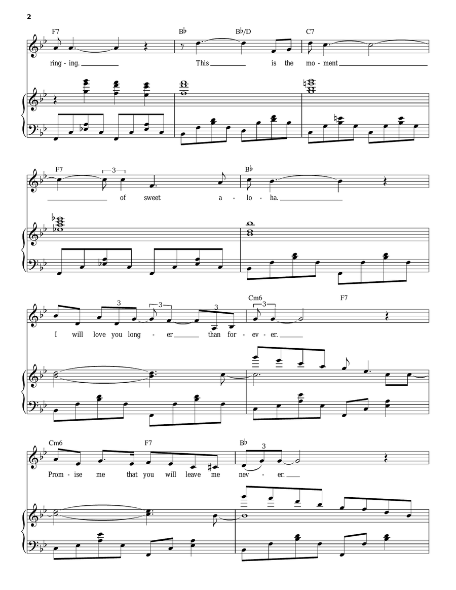 The Hawaiian Wedding Song (Ke Kali Nei Au) Piano, Vocal scores gallery preview page 2