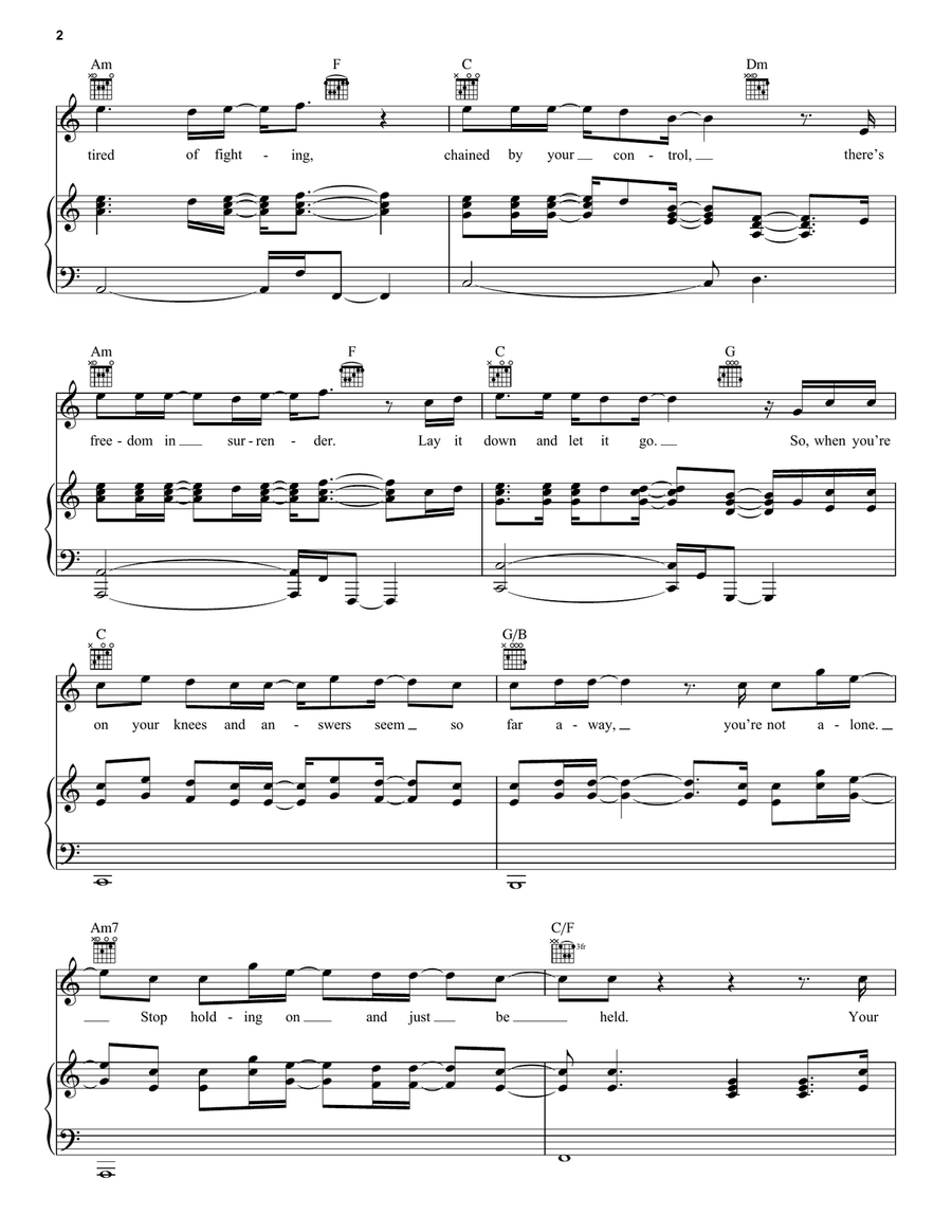 Just Be Held Piano, Vocal, Guitar scores gallery preview page 2