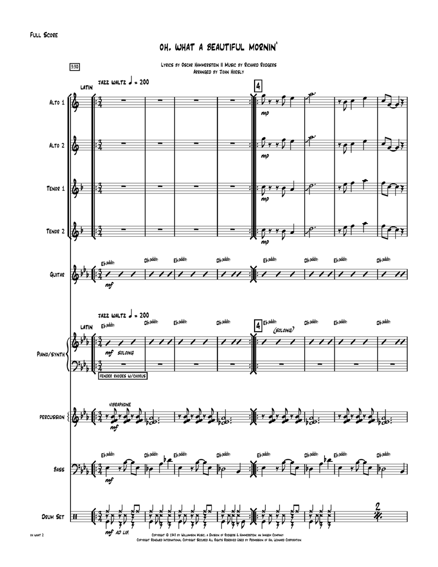 Oh, What A Beautiful Mornin' Jazz Ensemble scores gallery preview page 2