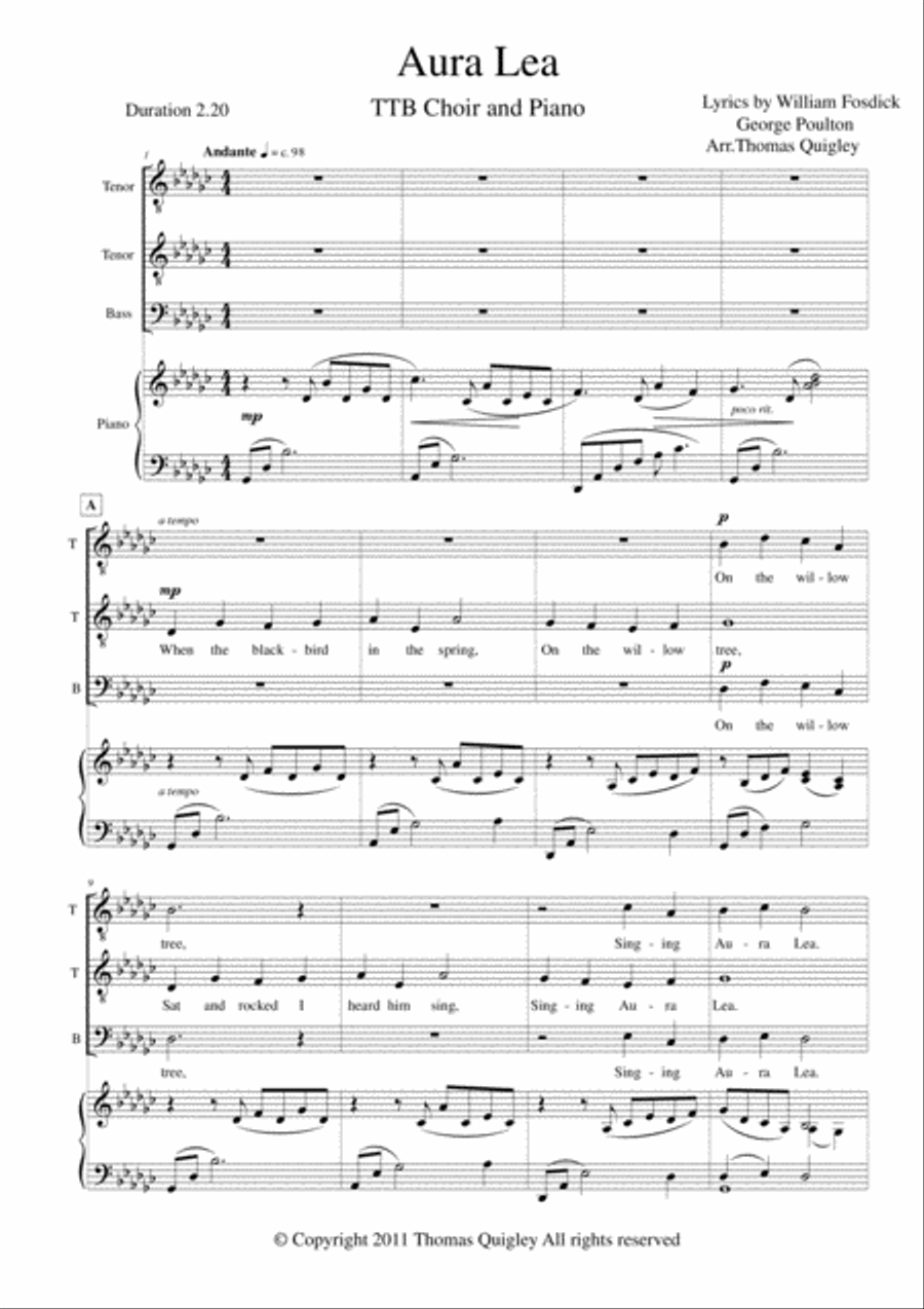 Aura Lea 3-Part scores gallery preview page 1