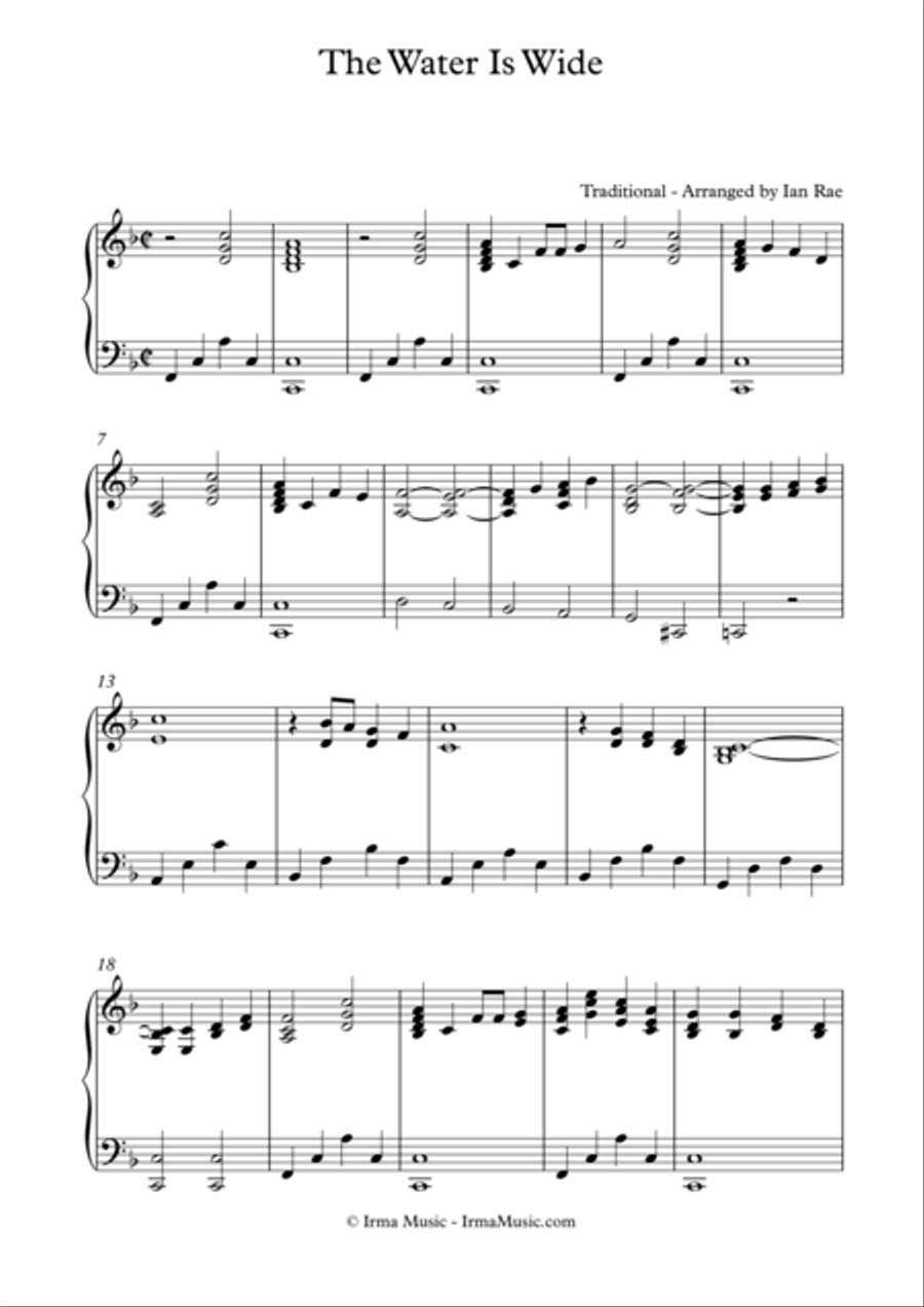The Water Is Wide The Water Is Wide Piano Solo scores gallery preview page 1