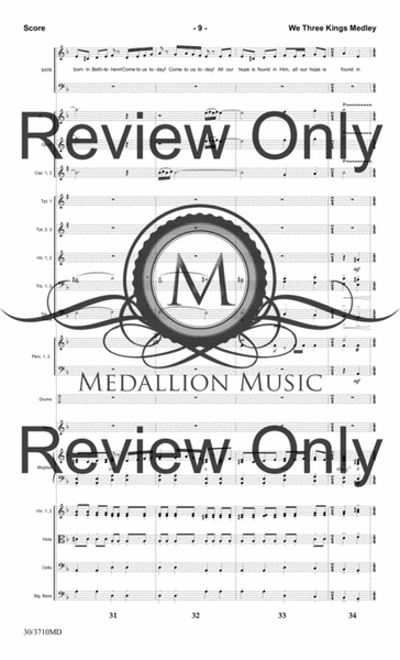 We Three Kings Medley - Orchestral Score and CD with Printable Parts