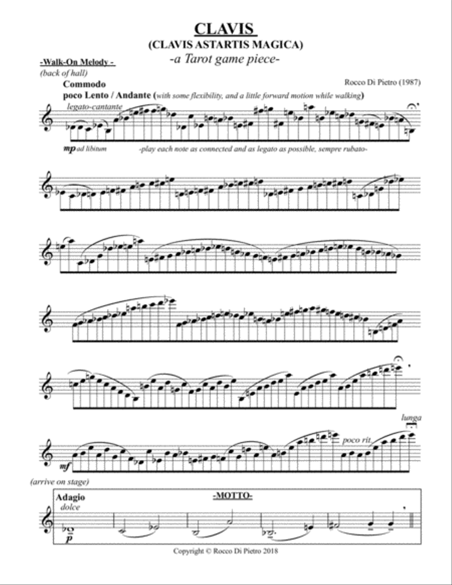 Clavis (Clavis Astartis Magica) -A Tarot Game Piece Small Ensemble scores gallery preview page 4