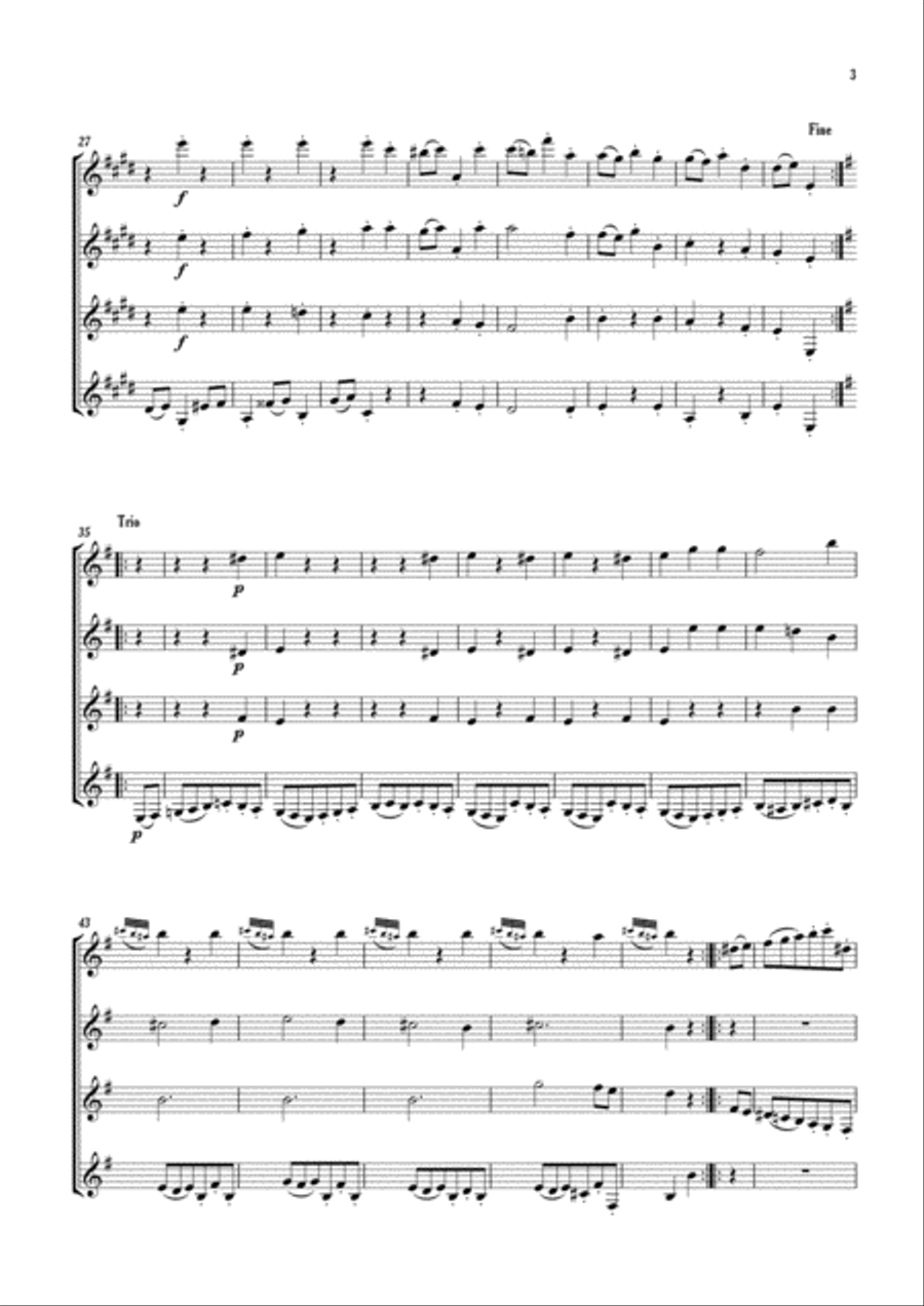 Menuetto Op.76 nº 5 Guitar Ensemble scores gallery preview page 3
