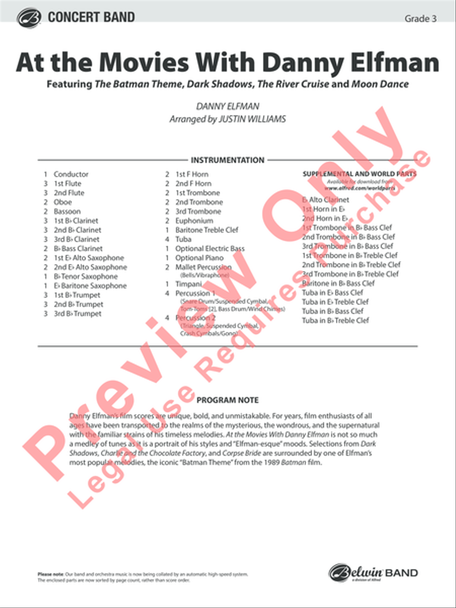At the Movies with Danny Elfman Concert Band scores gallery preview page 2