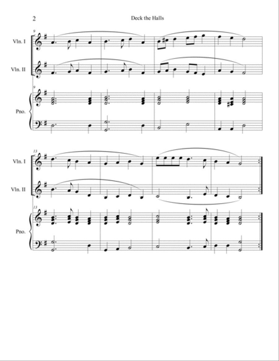 10 Christmas Duets for 2 Violins with Piano Accompaniment (Vol. 2) String Duet scores gallery preview page 4