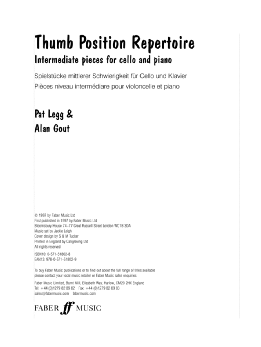 Thumb Position Repertoire (Cello) Piano Accompaniment scores gallery preview page 2