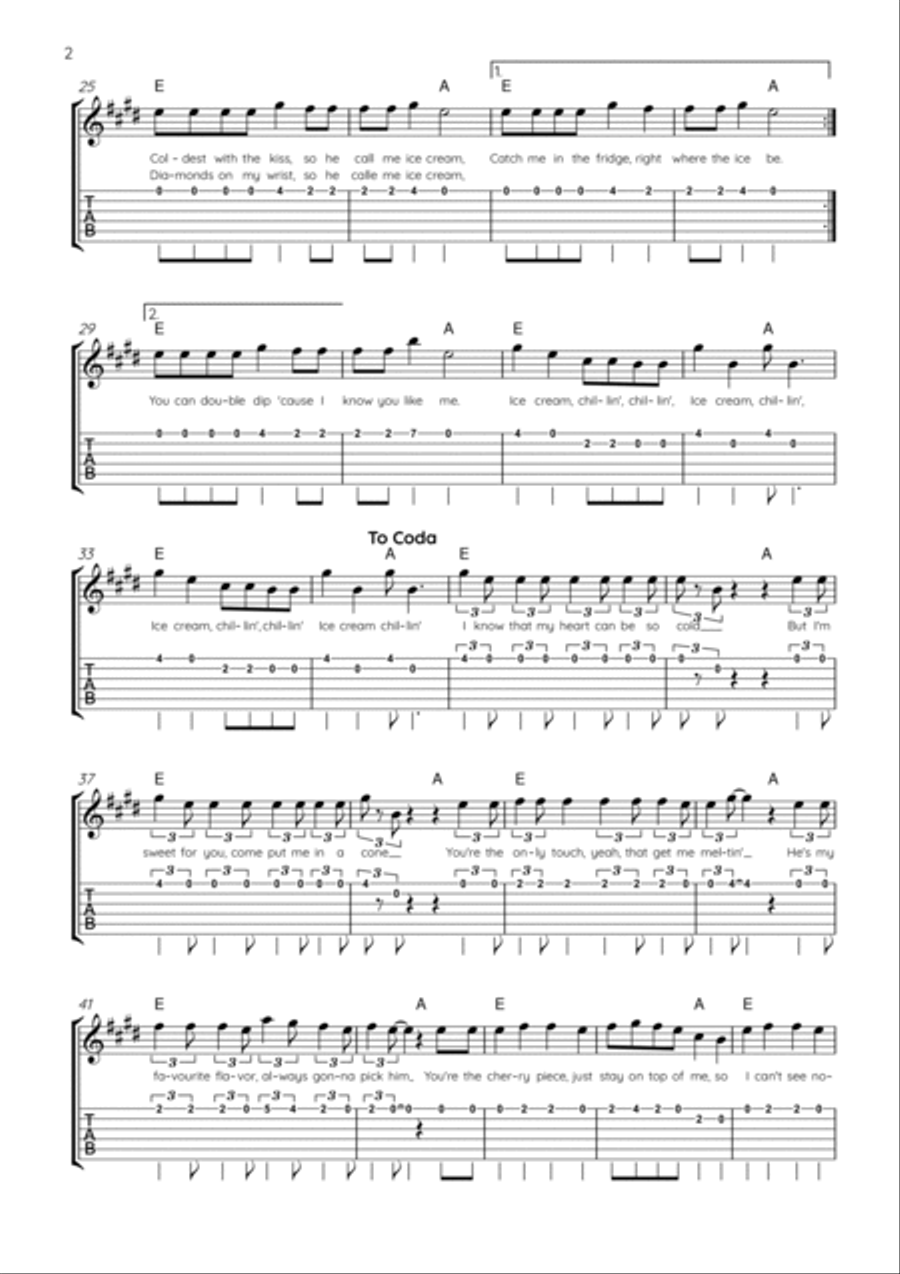 Ice Cream Guitar Tablature scores gallery preview page 2