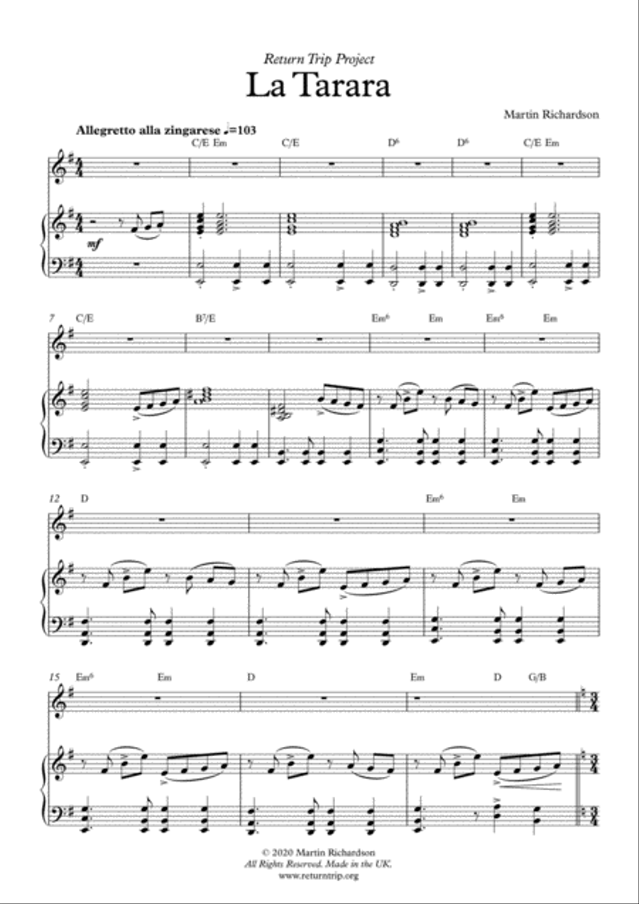La Tarara (Tanguillo) Voice scores gallery preview page 1
