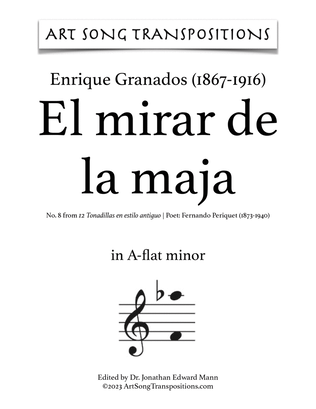 Book cover for GRANADOS: El mirar de la maja (transposed to A-flat minor)