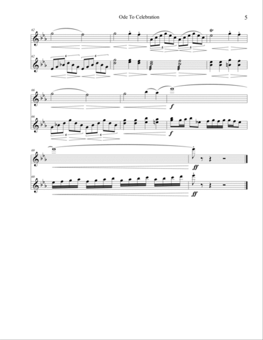 Ode to Celebration (Duet for Flute and 3-Octave Marimba) Flute scores gallery preview page 6