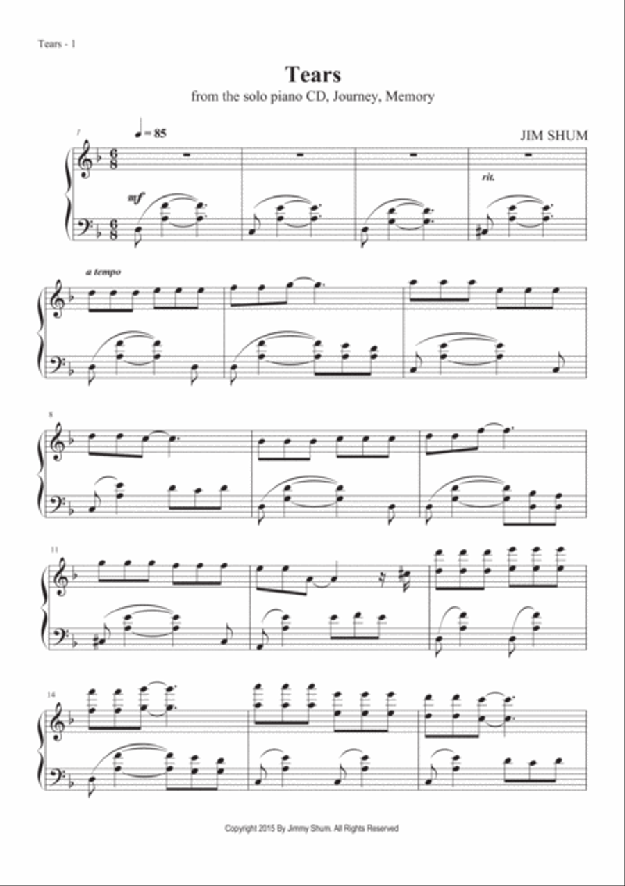 Tears Piano Solo scores gallery preview page 3