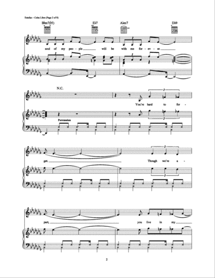 Cuba Libre Piano, Vocal, Guitar scores gallery preview page 2