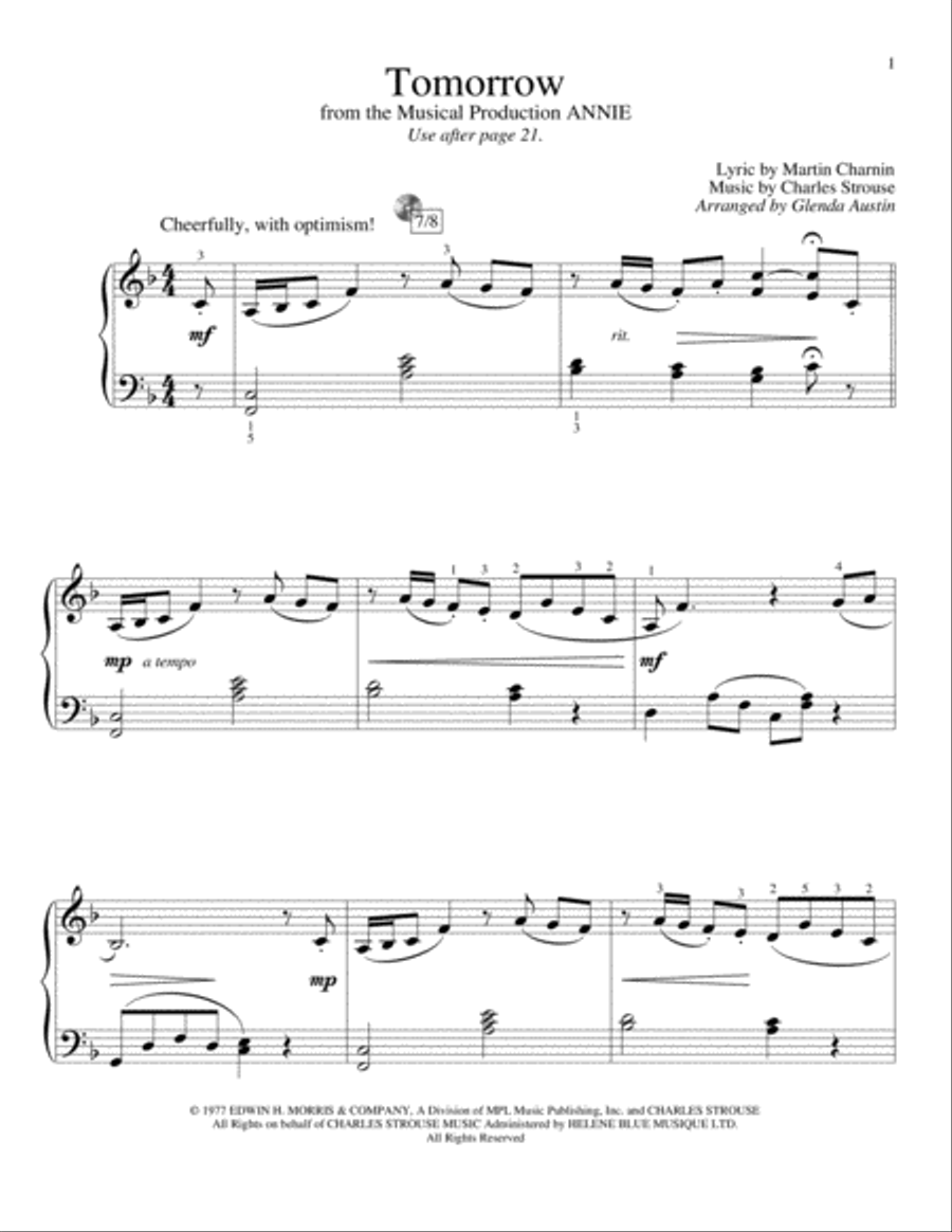 Tomorrow Piano Method scores gallery preview page 1