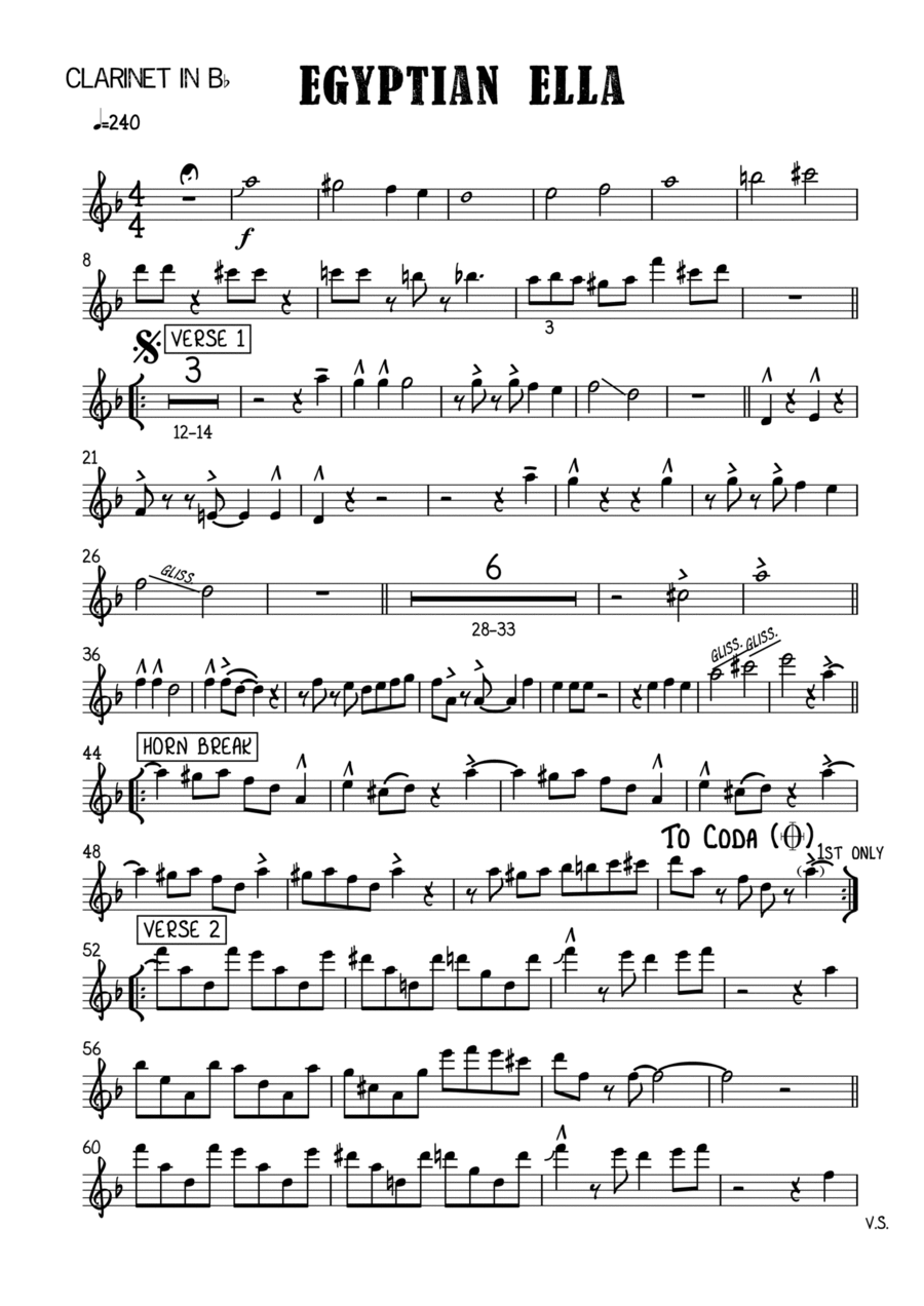 Egyptian Ella (Tpt, Clarinet, Tnr, Tbn) Jazz Ensemble scores gallery preview page 1