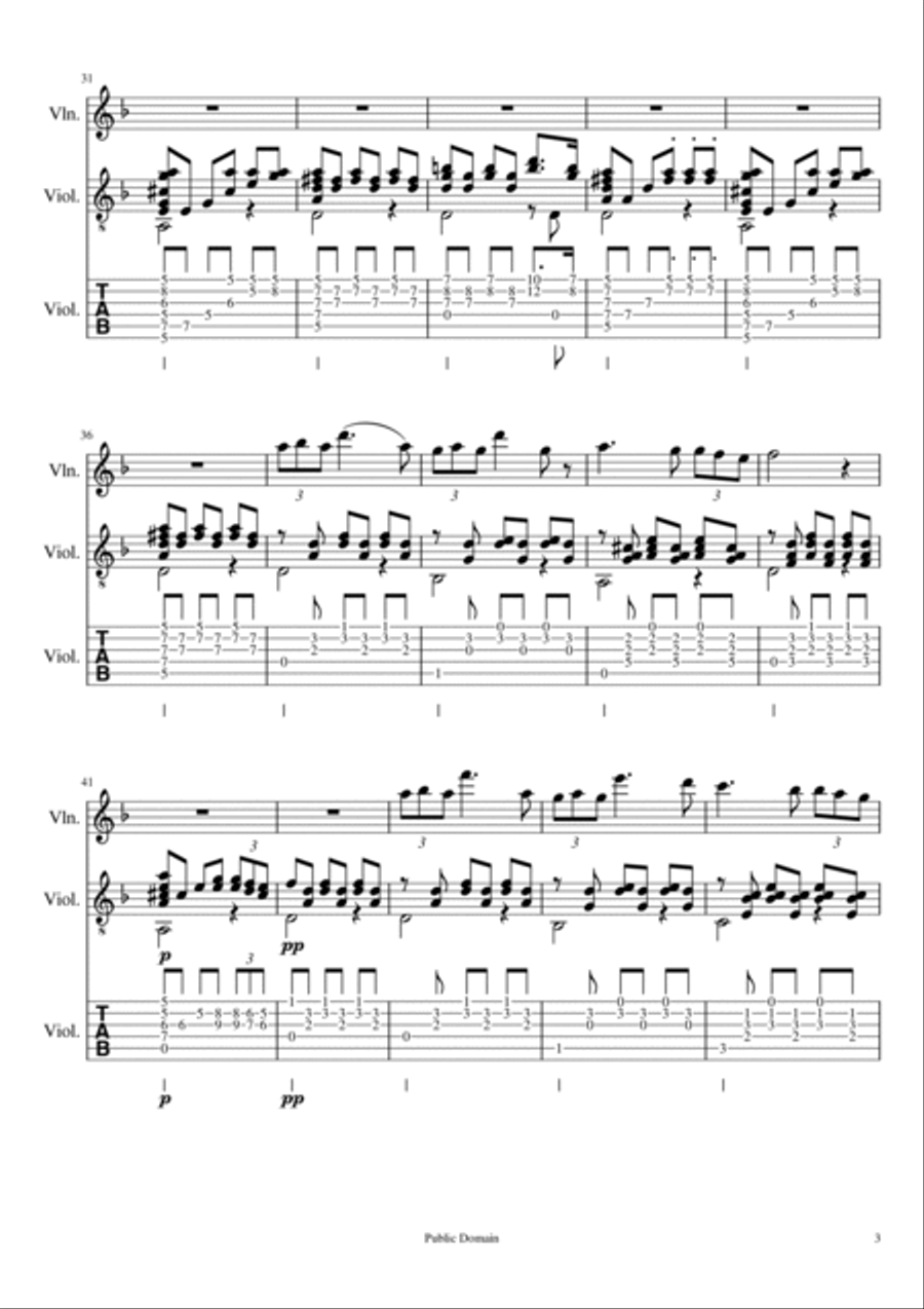 Serenade - F. Schubert - Violin Solo and Guitar Accompagnement String Duet scores gallery preview page 4