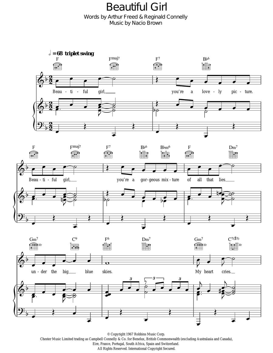 Beautiful Girl (from Singin' In The Rain) Guitar scores gallery preview page 1