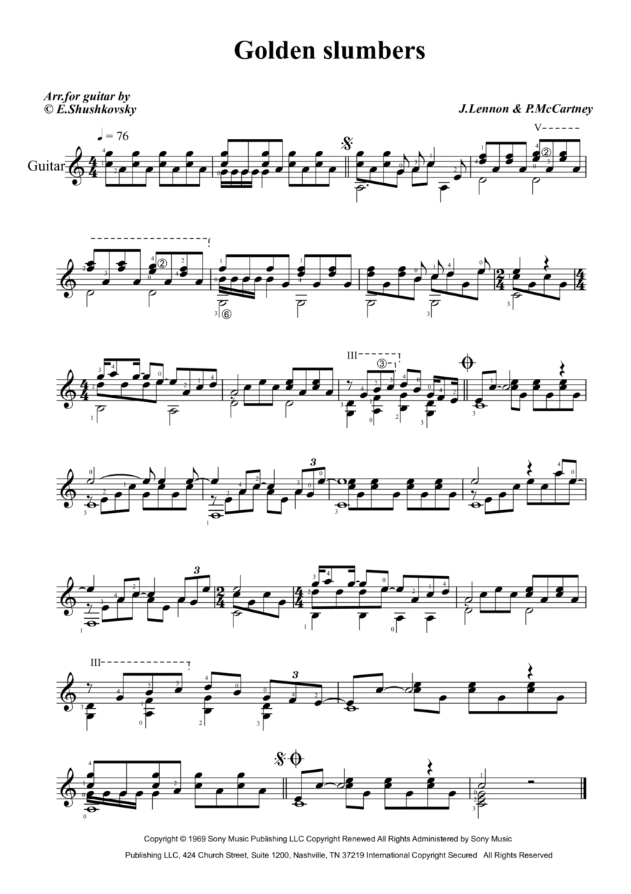 Golden Slumbers Golden Slumbers Acoustic Guitar scores gallery preview page 1