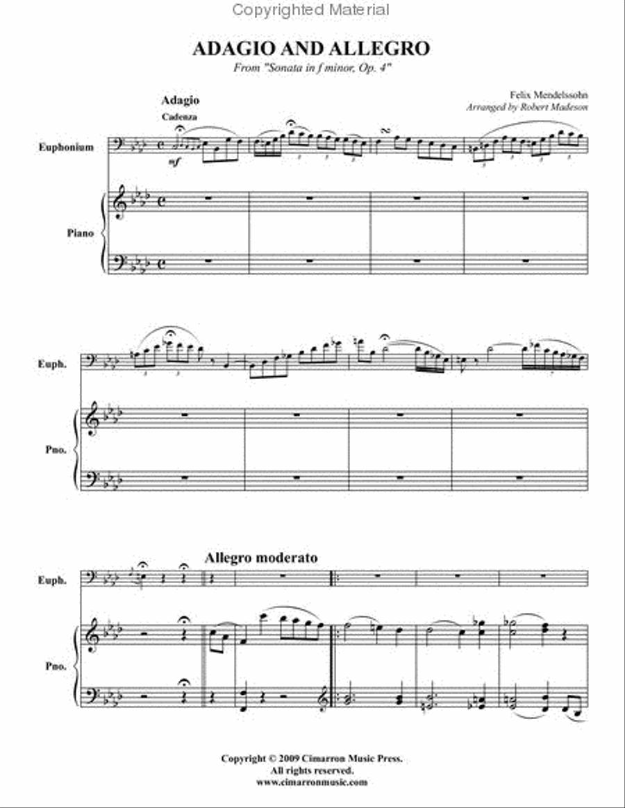 Violin Sonata in F Minor, Op. 4 Euphonium scores gallery preview page 2