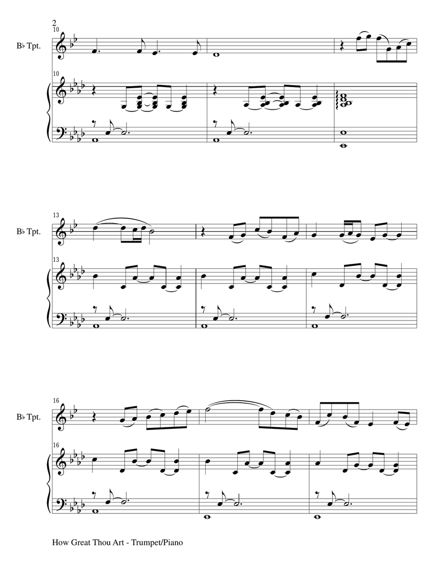 Gary Lanier: HYMNS of PRAISE and ADORATION (Duets for Bb Trumpet & Piano) Trumpet Duet scores gallery preview page 3