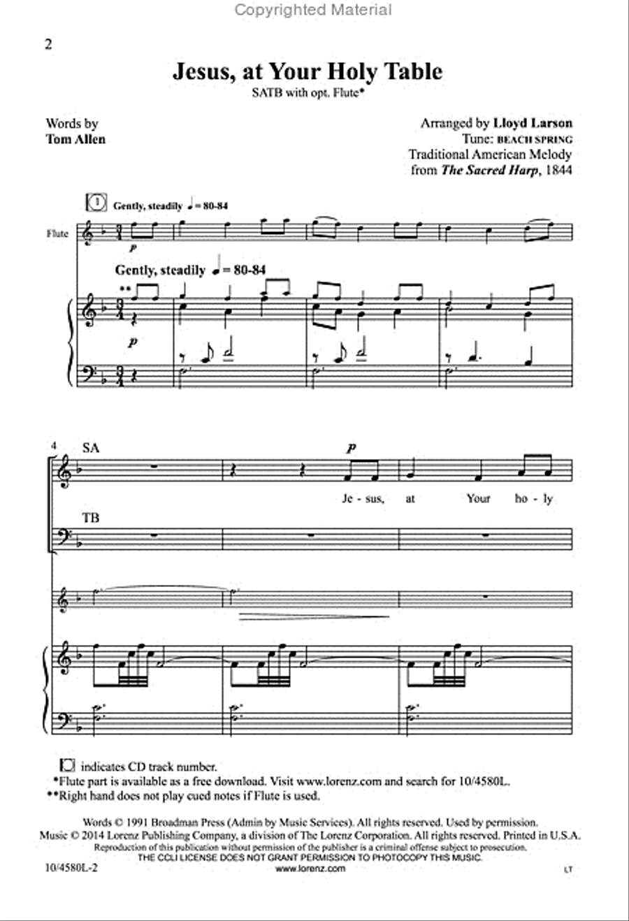 Jesus, at Your Holy Table 4-Part scores gallery preview page 2