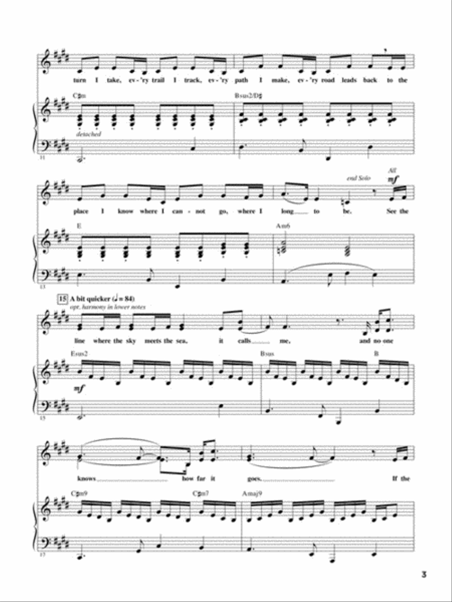 Let's All Sing Songs from MOANA Unison Choir scores gallery preview page 3