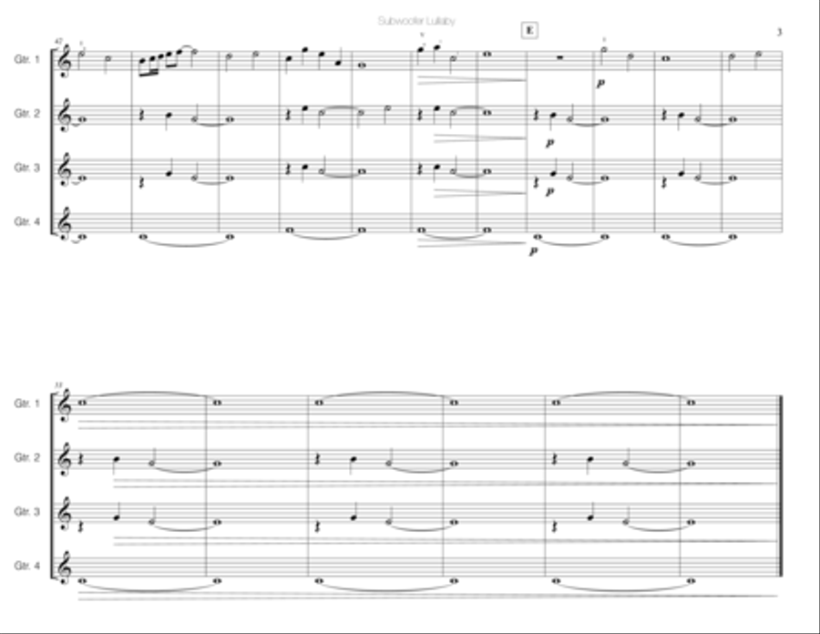 Subwoofer Lullaby Subwoofer Lullaby Guitar Ensemble scores gallery preview page 3