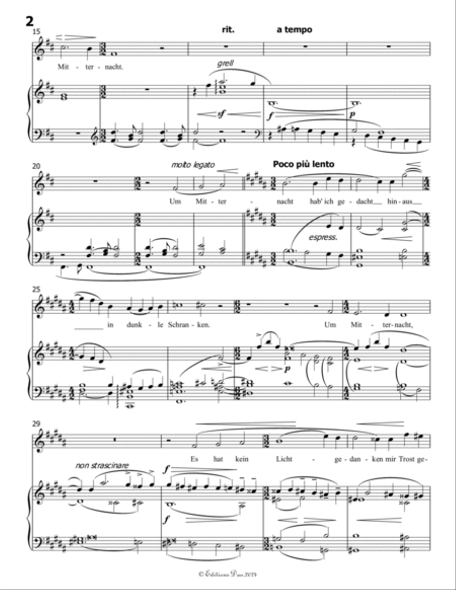 Um Mitternacht, by Mahler, in b minor Piano, Vocal scores gallery preview page 4