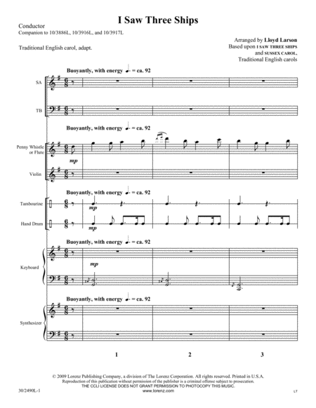 I Saw Three Ships - Instrumental Ensemble Score and Parts