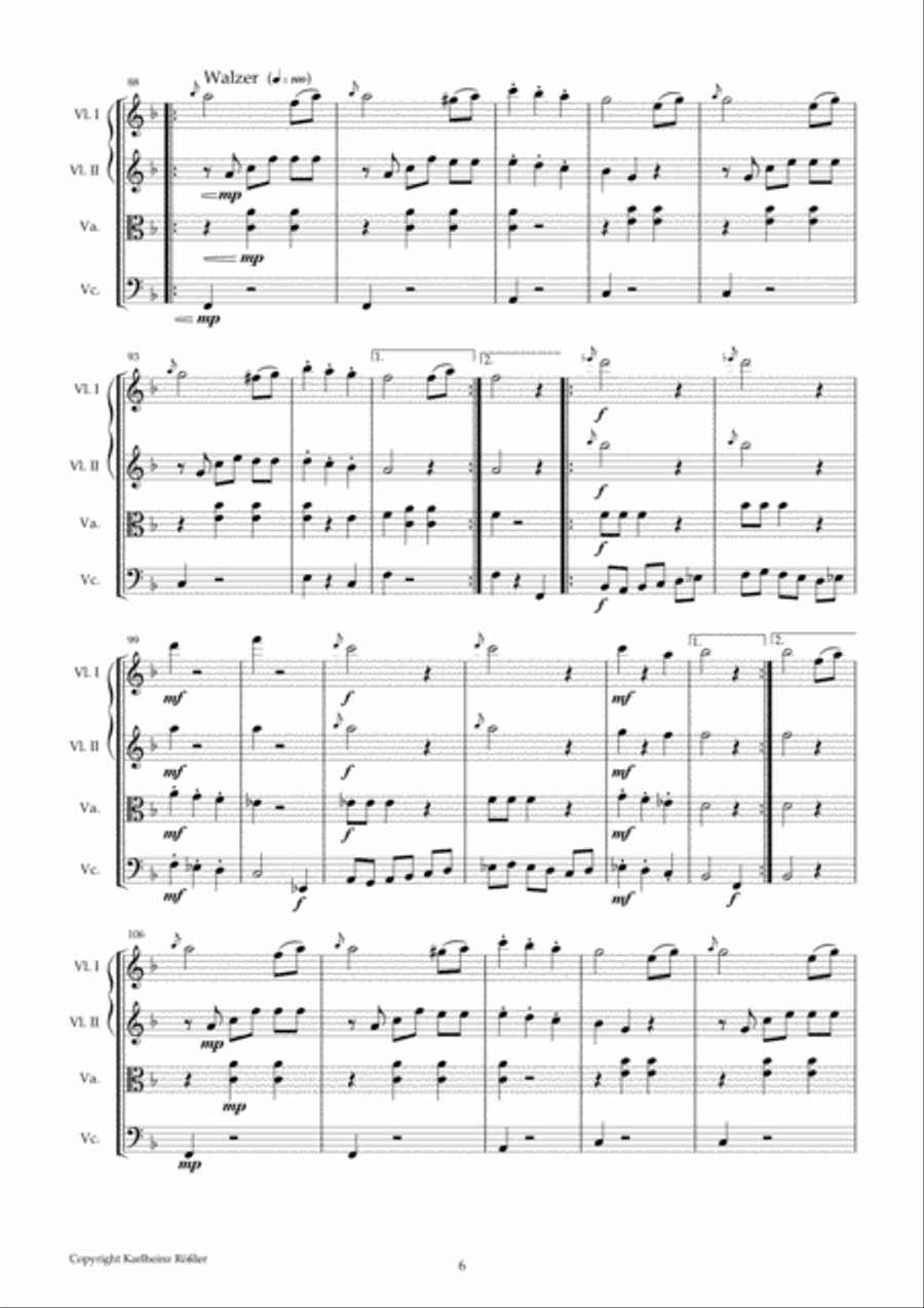 String quartet No. 1 G Major - A travel through the times String Quartet scores gallery preview page 6