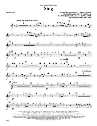 Sing (arr. Mark Brymer) - Trumpet 1