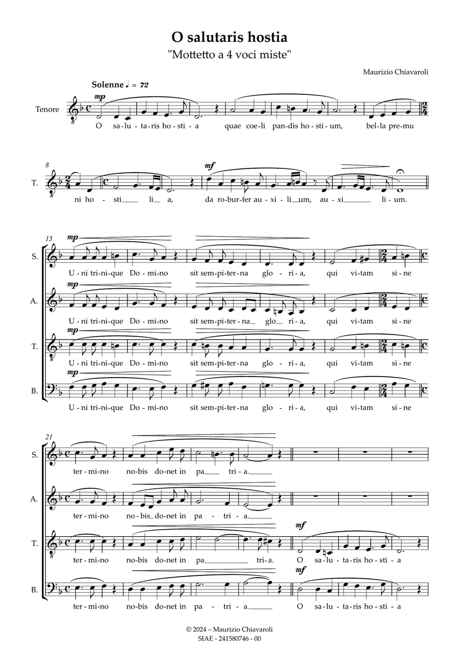 O salutaris hostia 4-Part scores gallery preview page 1