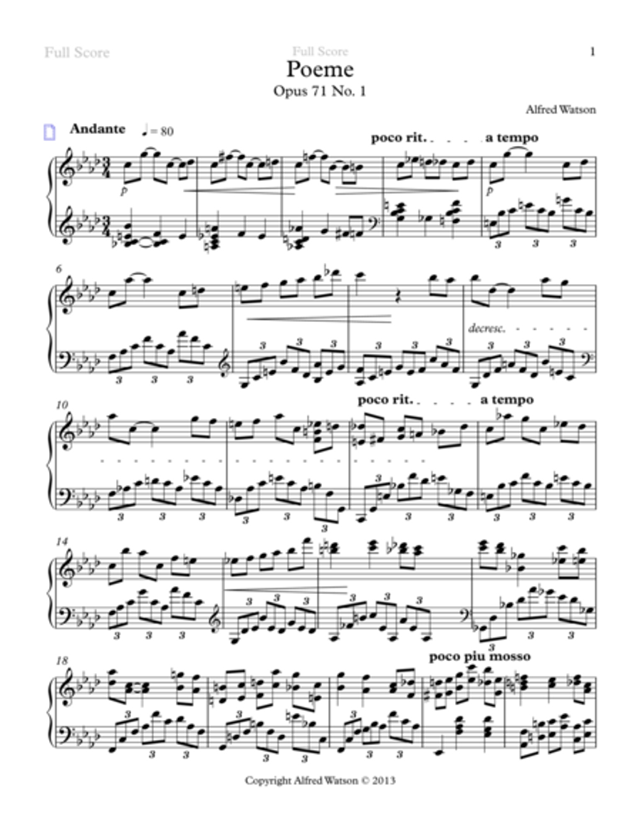 Poeme Opus 71 No. 1 Poeme Opus 71 No. 1 Piano Solo scores gallery preview page 3