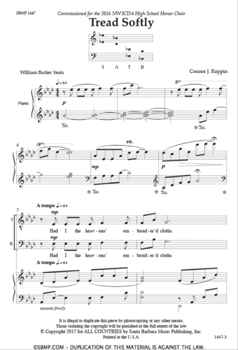 Tread Softly - SATB Octavo 4-Part scores gallery preview page 2