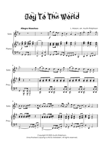 Joy To The World for flute solo - with FREE BACKING TRACK and piano accompaniment to play along with image number null