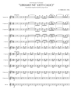 "Libiamo ne' lieti calici" (Brindisi) for Saxophone Ensemble