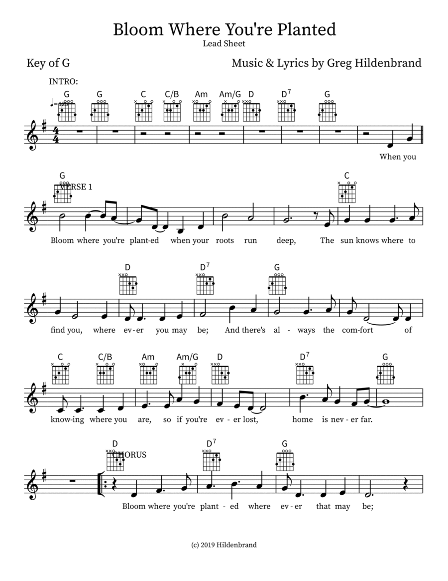 Bloom Where You're Planted Piano scores gallery preview page 1