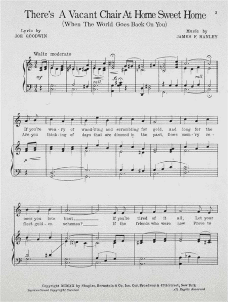 There's a Vacant Chari at Home Sweet Home (When the World Goes Back On You) Voice scores gallery preview page 2