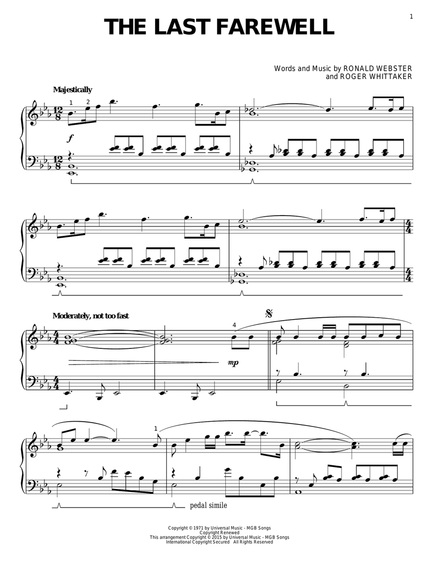 The Last Farewell The Last Farewell Piano Solo scores gallery preview page 1