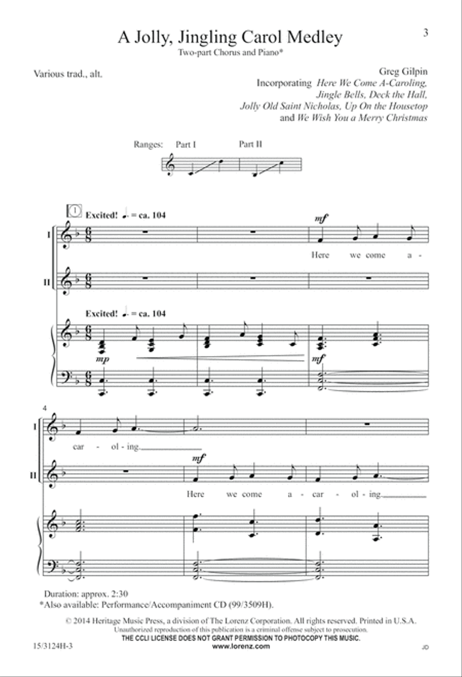 A Jolly, Jingling Carol Medley 2-Part scores gallery preview page 3