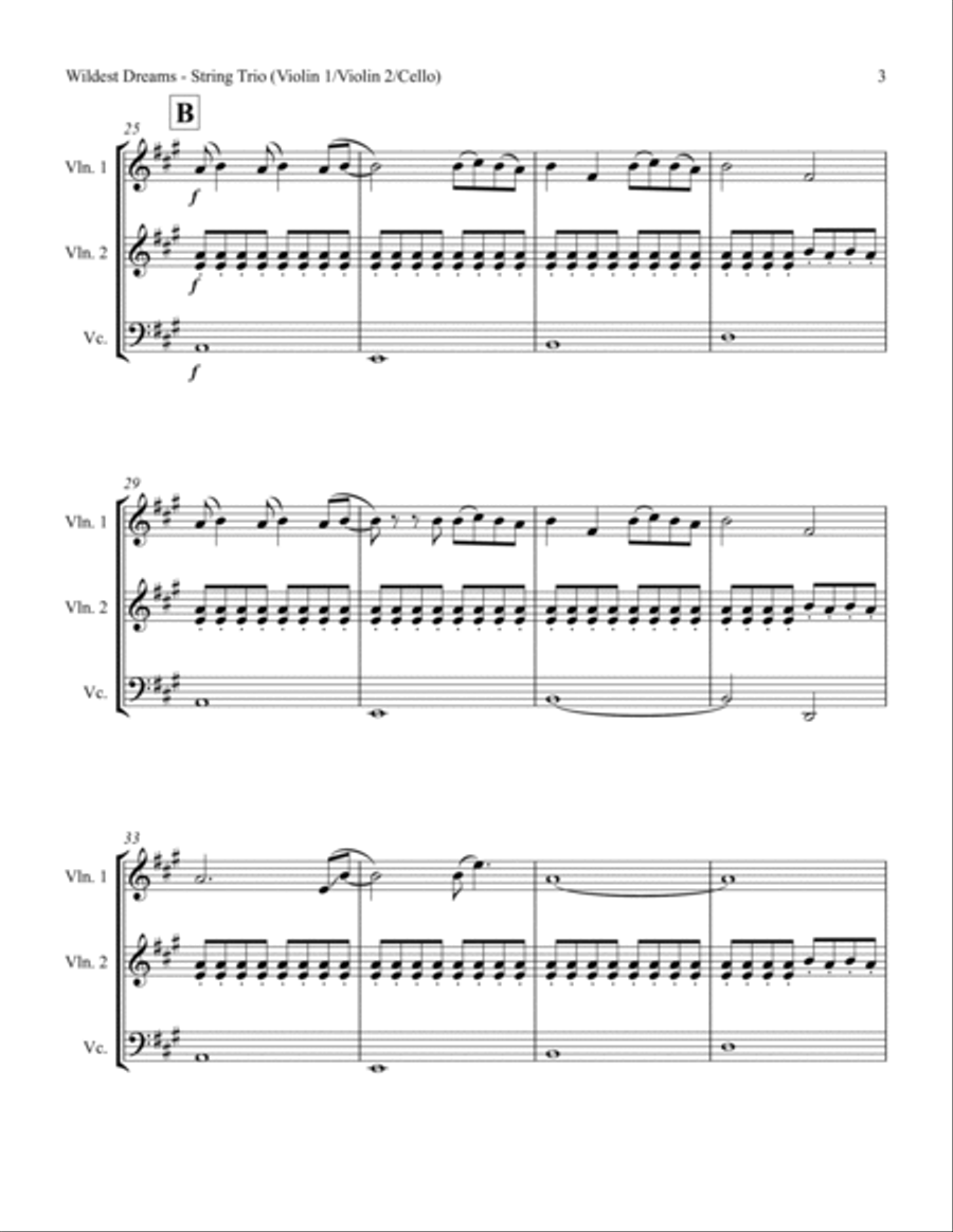 Wildest Dreams String Trio scores gallery preview page 5