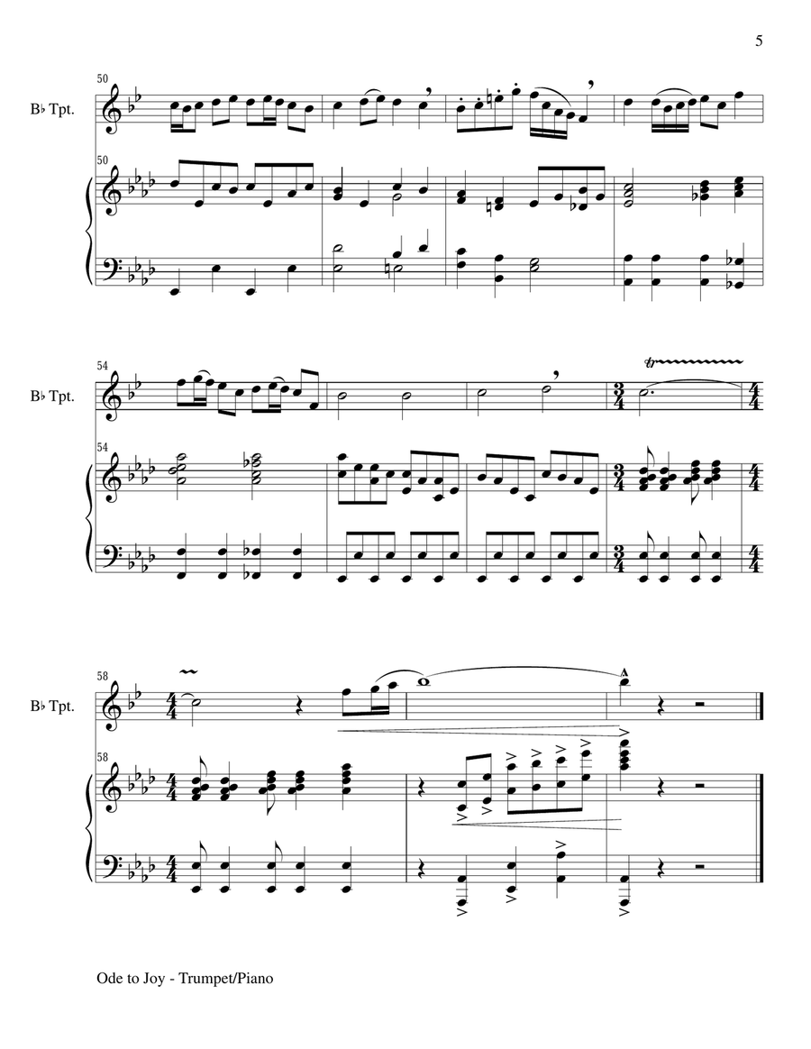 Gary Lanier: 3 GREAT HYMNS (Duets for Bb Trumpet & Piano) Trumpet Duet scores gallery preview page 6