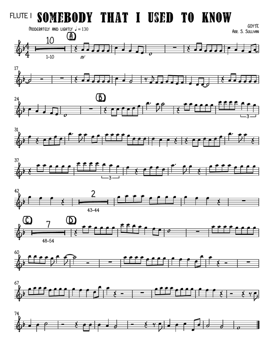 Somebody That I Used To Know Flute Solo scores gallery preview page 5